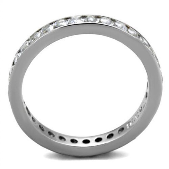 STAINLESS STEEL Cubic Zirconia Eternity Band Ring - Picture 11 of 13